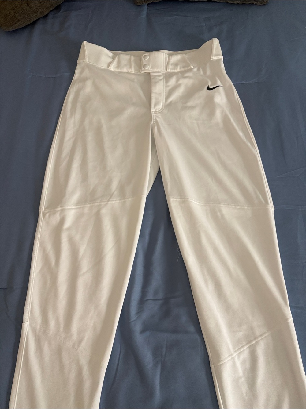 Nike White Men's Athletic Baseball Pants with Black Swoosh
